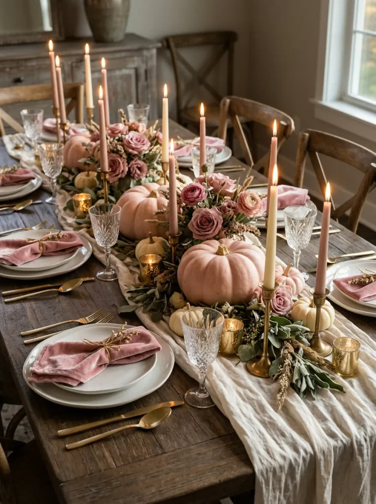 1. Blush Pumpkin Centerpiece