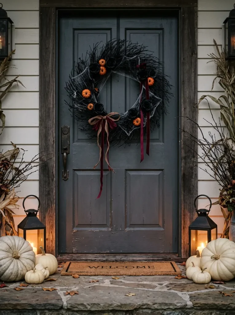 1. Spooky Front Door Wreath