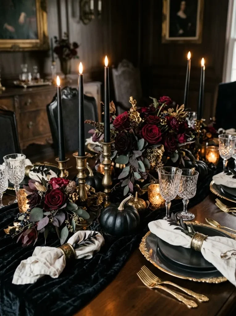 10. Elegant Gothic Candle Centerpiece