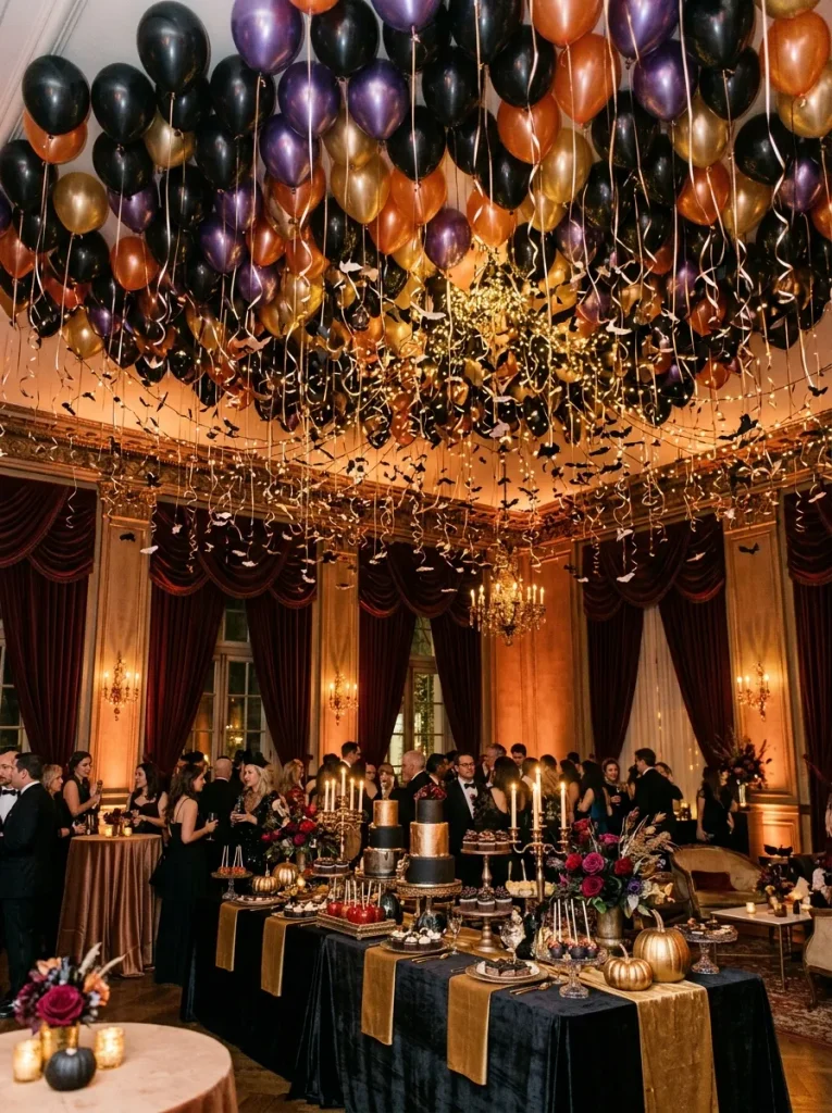 14. Elegant Halloween Balloon Ceiling