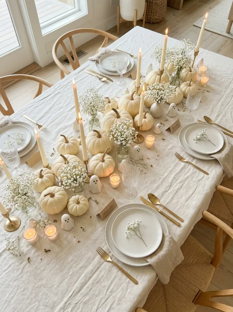 14. Elegant White Ghost Tablescape