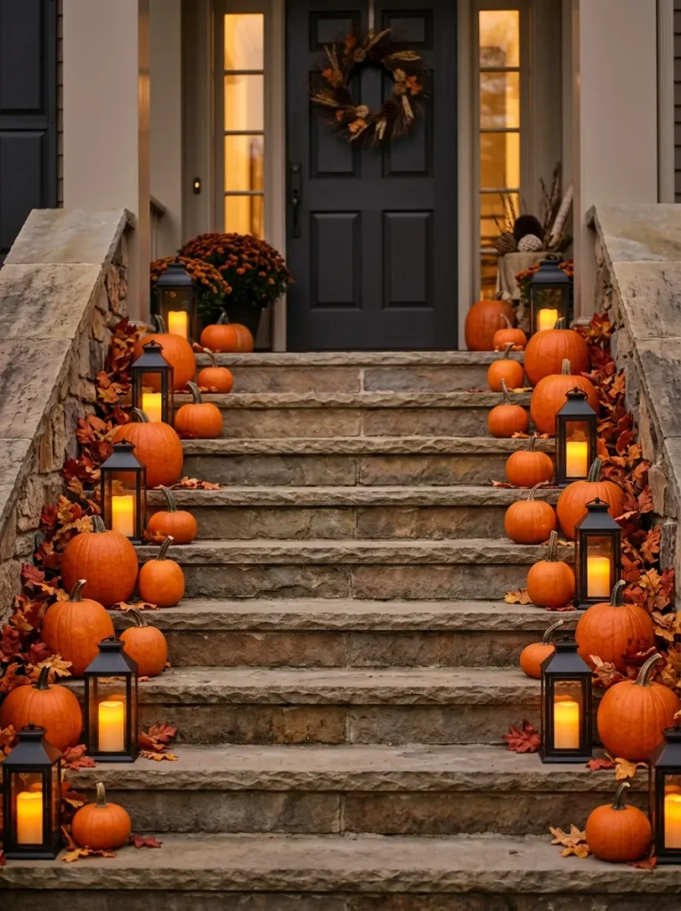 14. Lantern Lit Pumpkin Stairs