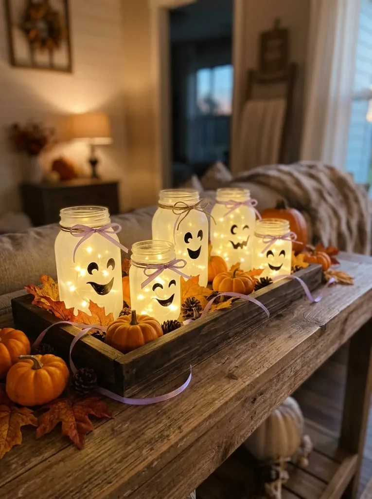16. Glowing Ghost Mason Jars