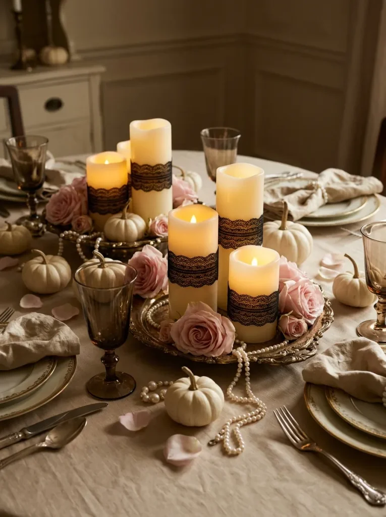 16. Romantic Lace Candle Display