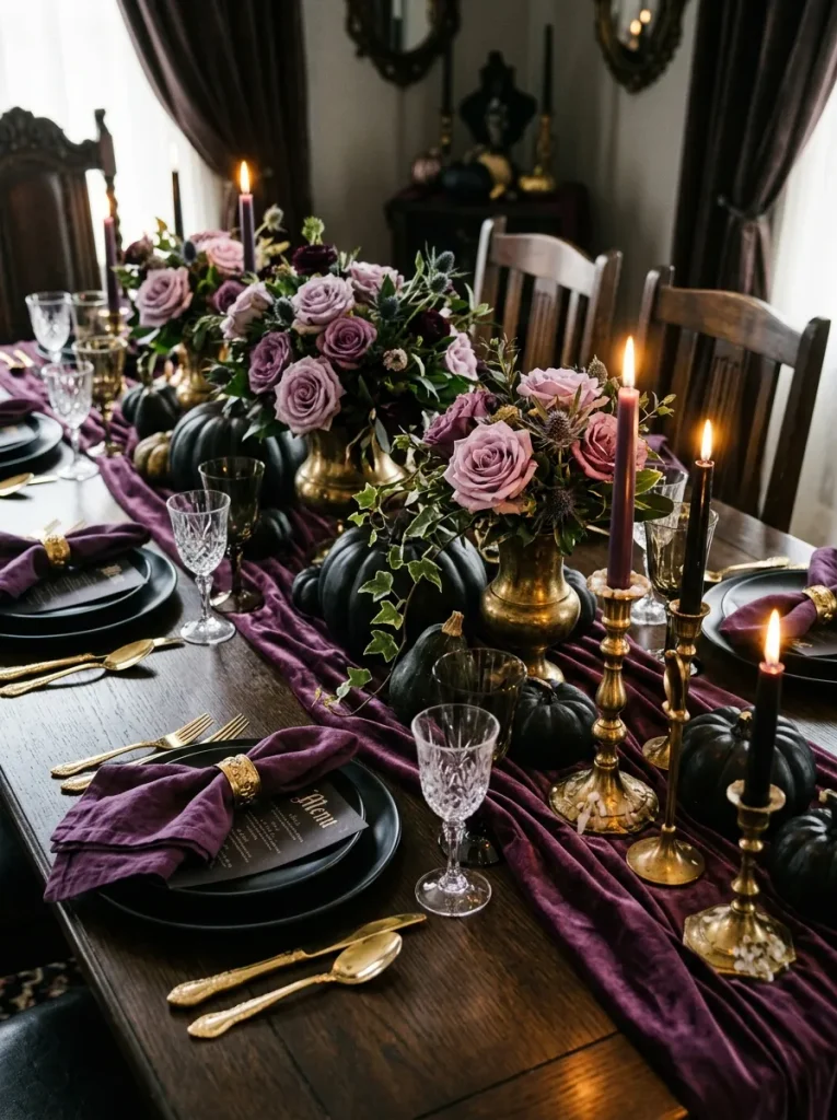 17. Romantic Purple Velvet Table scape