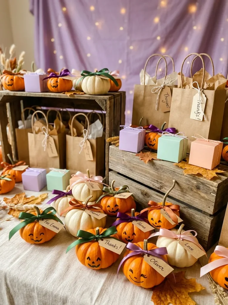 18. Mini Pumpkin Party Favors
