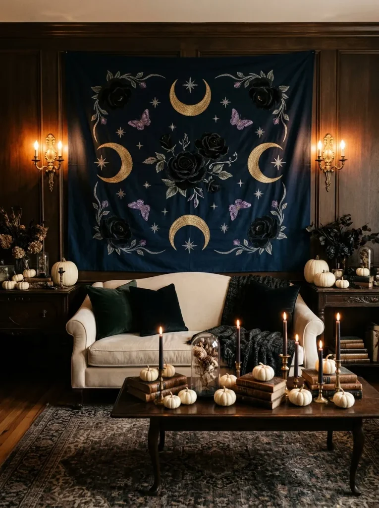 19. Moonlit Gothic Floral Tapestry
