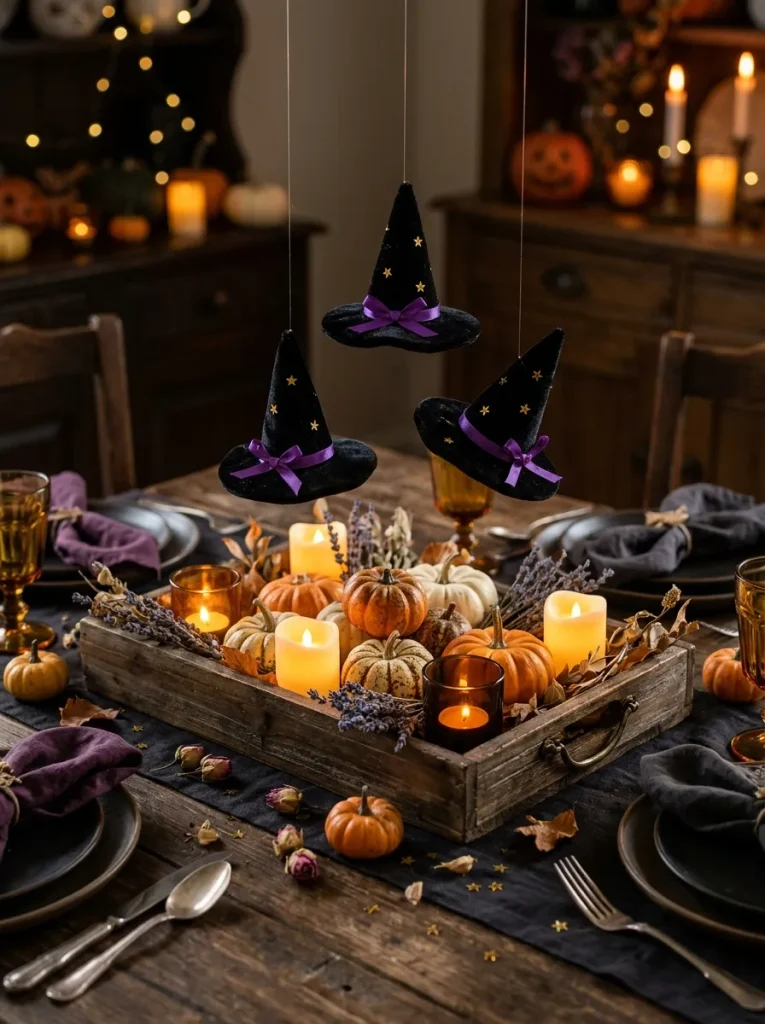 2. Floating Witch Hat Centerpiece