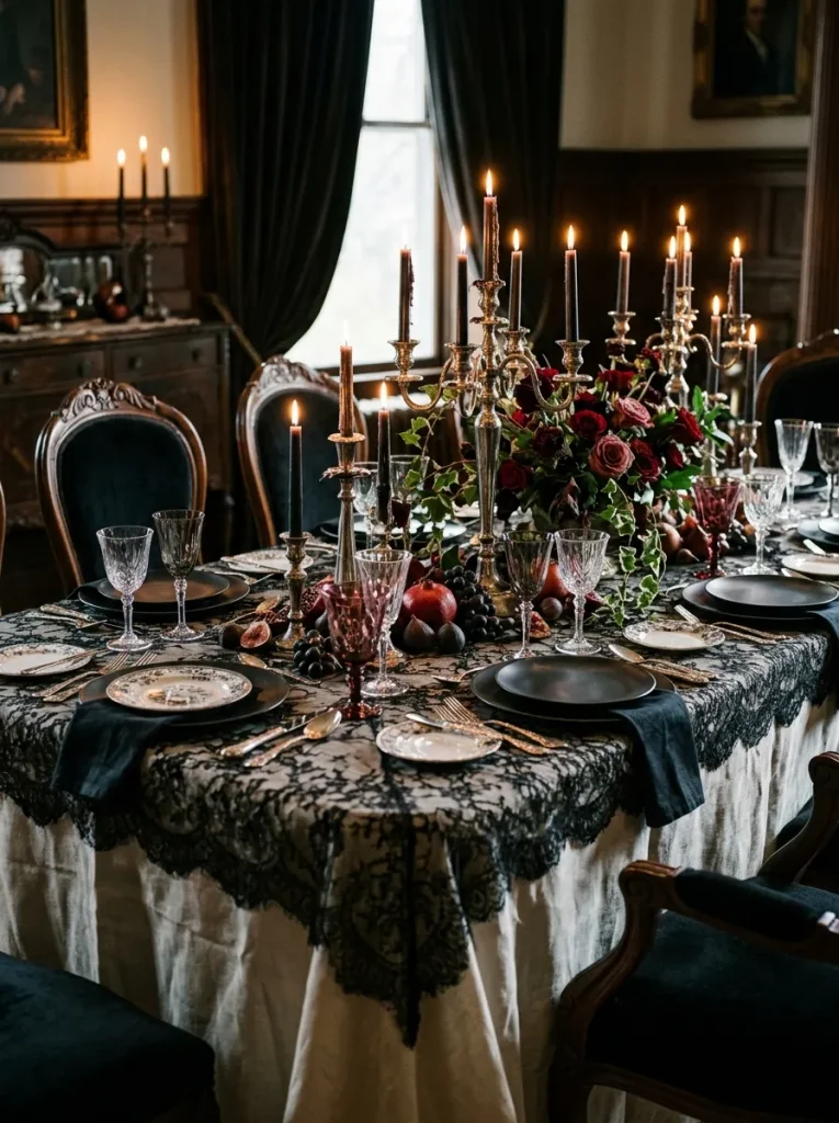2. Gothic Black Lace Table scape