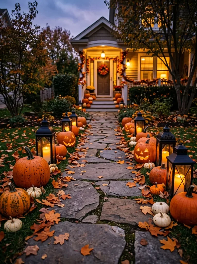 2. Pumpkin Lined Walkway