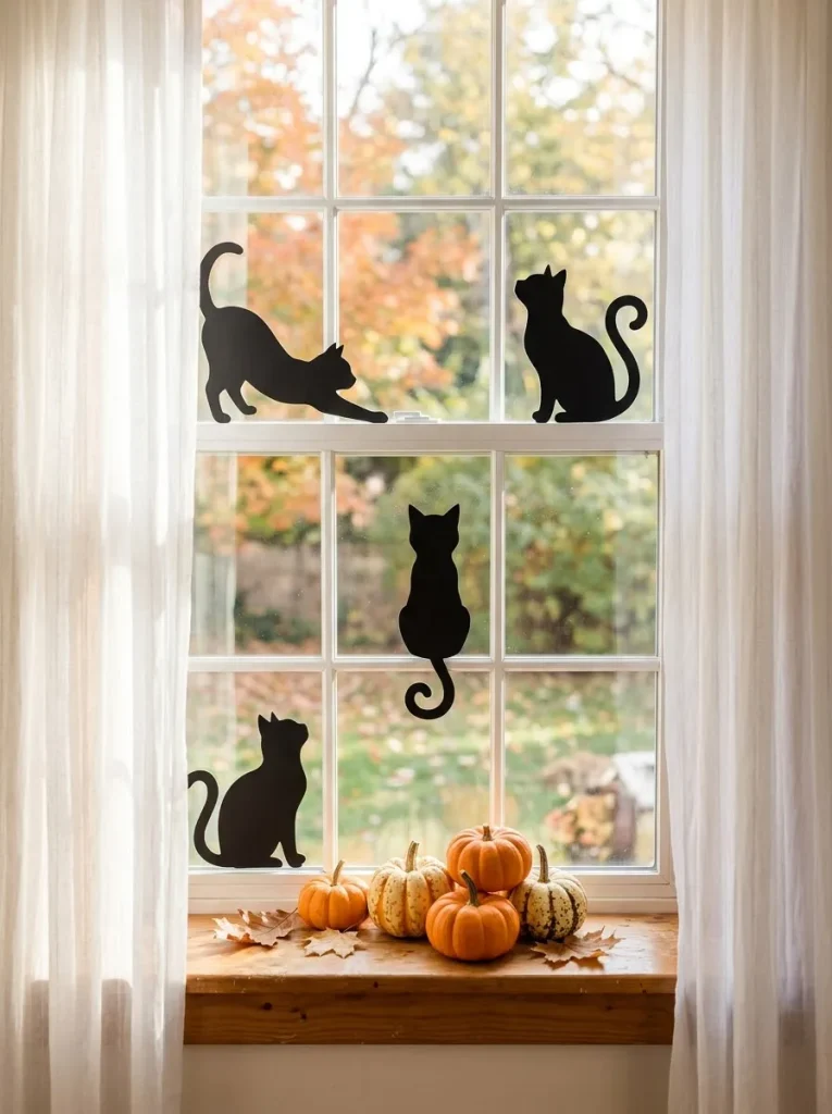 20. Black Cat Window Silhouettes