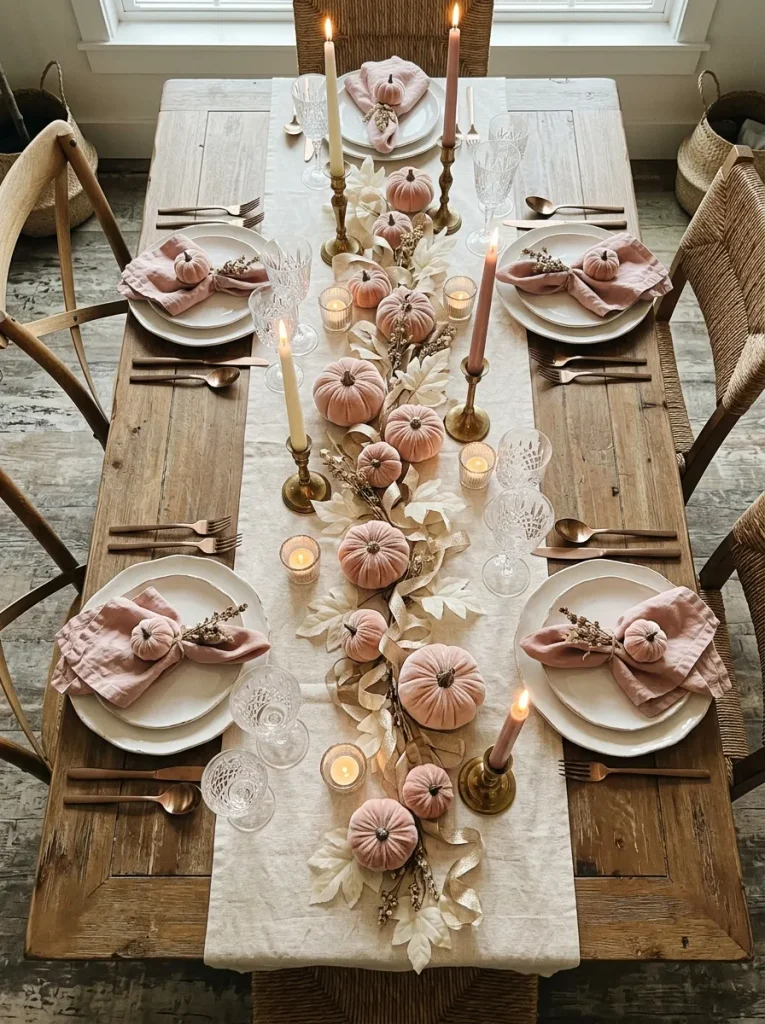 20. Blush Velvet Pumpkin Garland