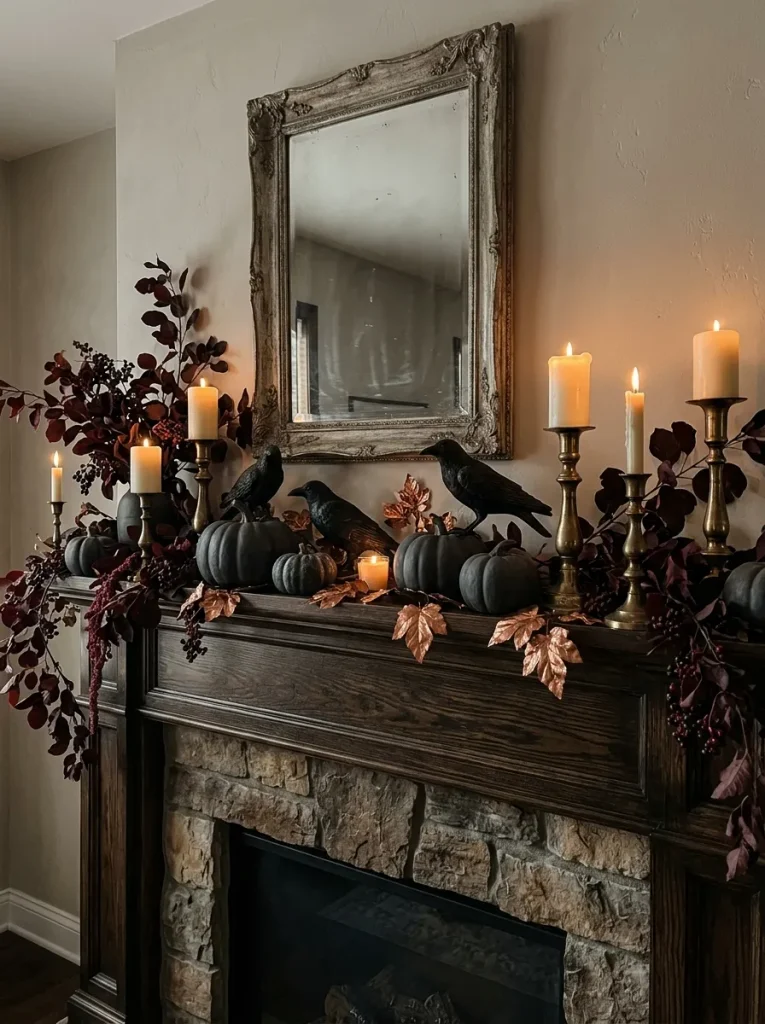 21. Black Raven Mantel Styling