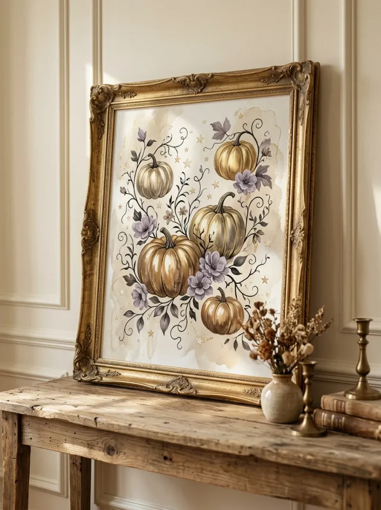 21. Golden Pumpkin Botanical Canvas
