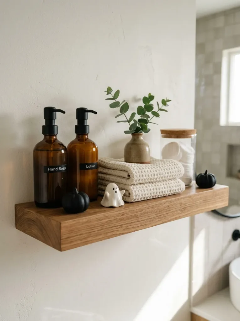 21. Halloween Bathroom Shelf Styling