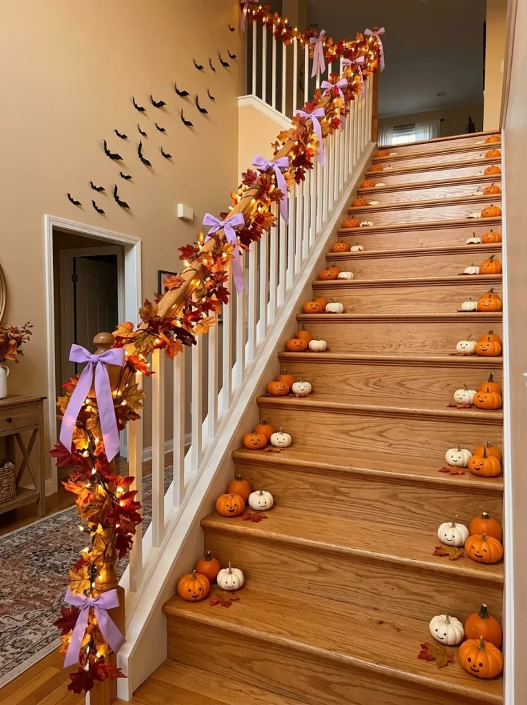 21. Happy Pumpkin Staircase Garland