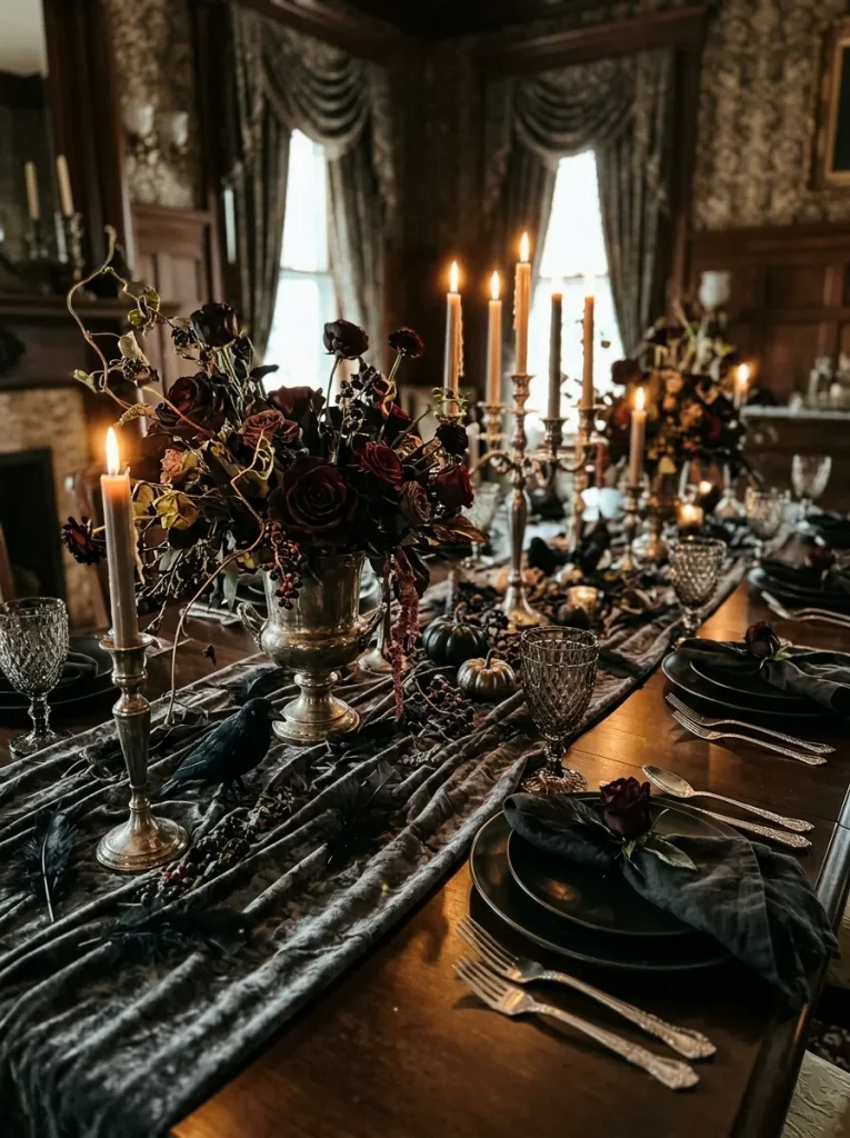 22. Elegant Raven Feather Table scape