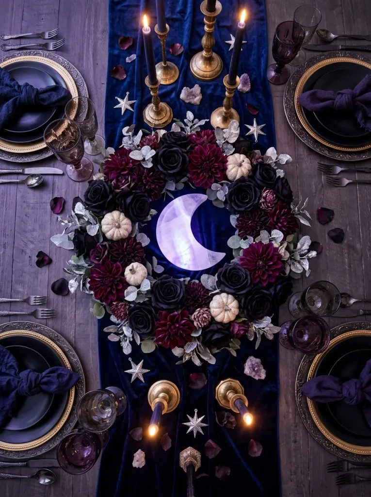 24. Moonlit Gothic Floral Wreath