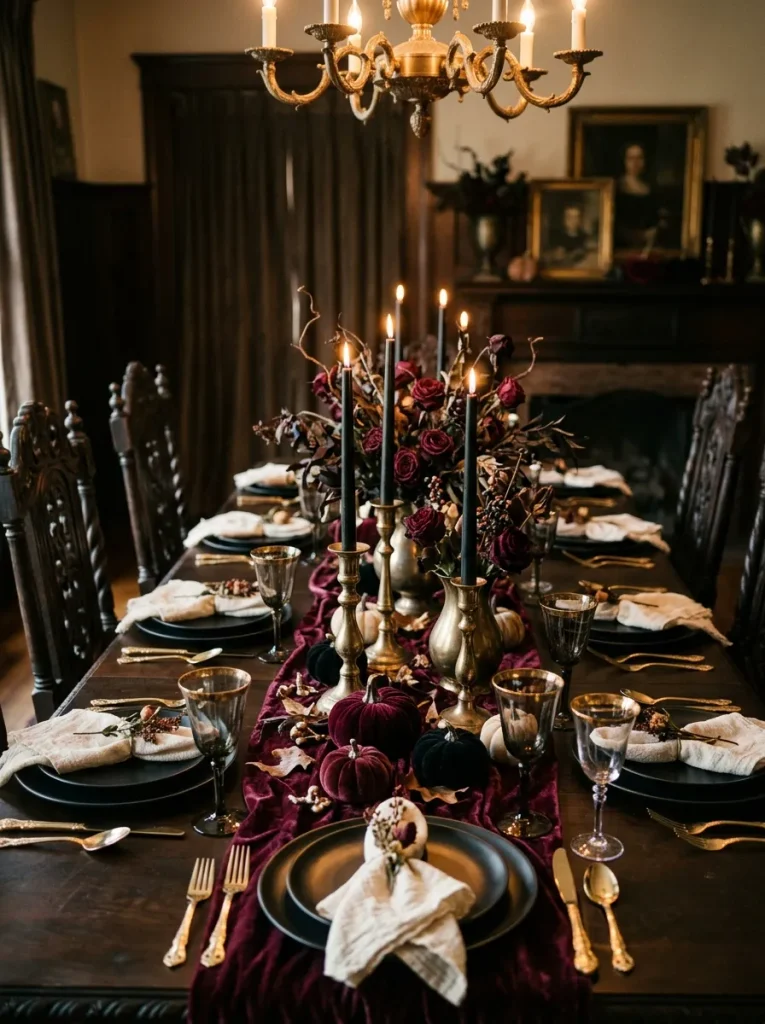 4. Gothic Halloween Dining Tablescape
