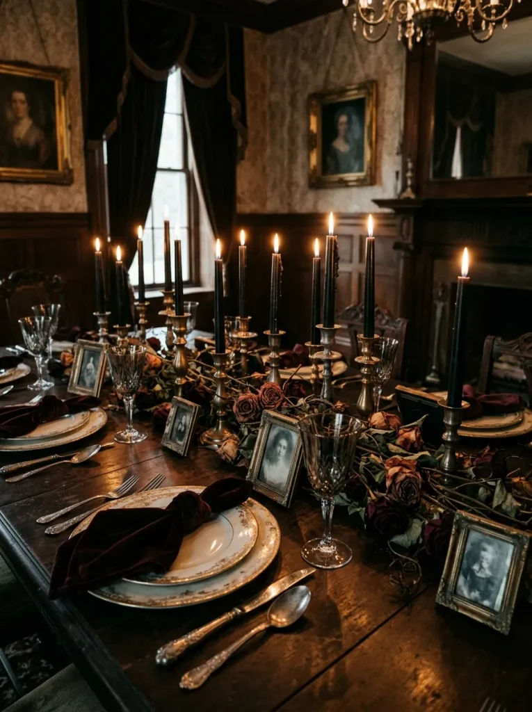 4. Haunted Vintage Dinner Setting