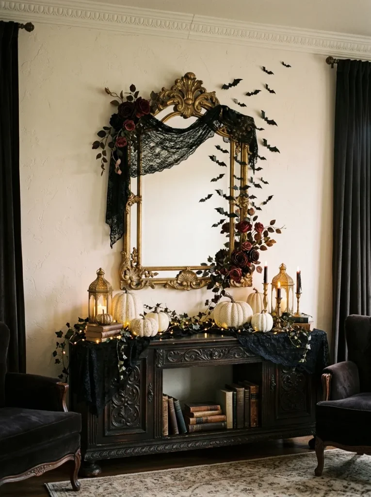 4. Haunted Vintage Mirror Display