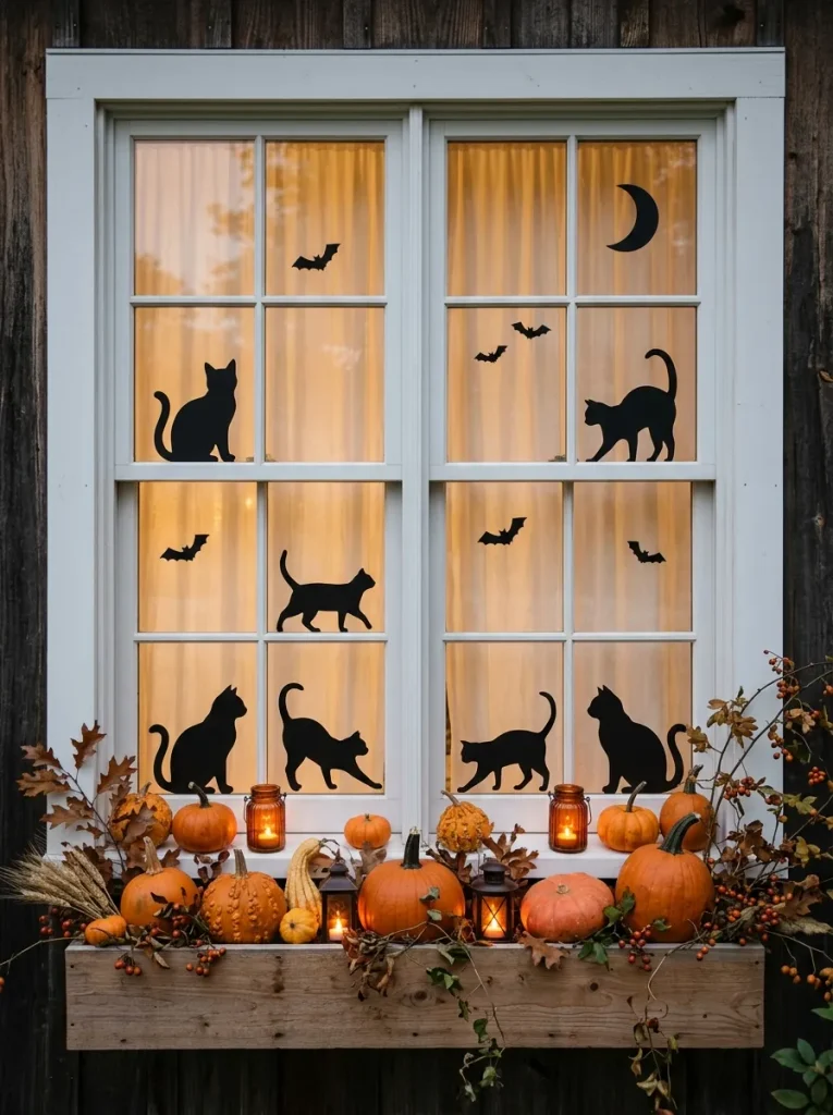 5. Black Cat Window Silhouettes