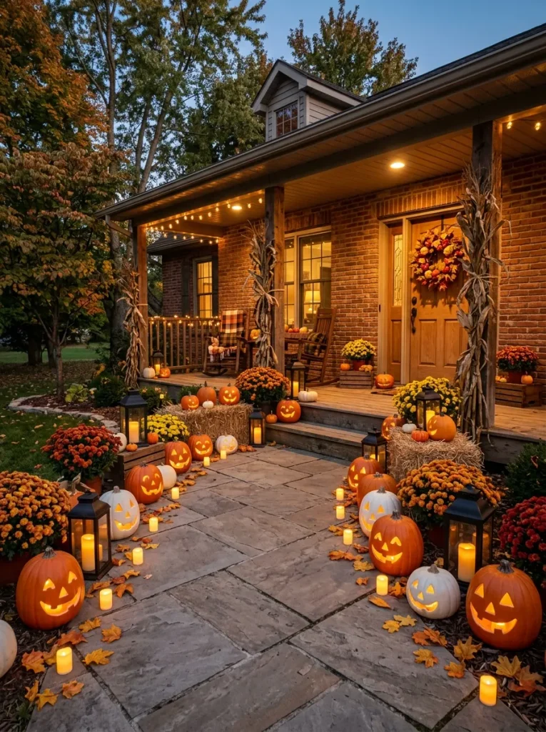 5. Glowing Pumpkin Lantern Pathway