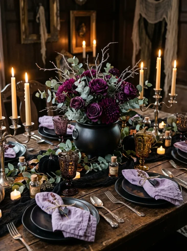5. Witchy Cauldron Table Centerpiece