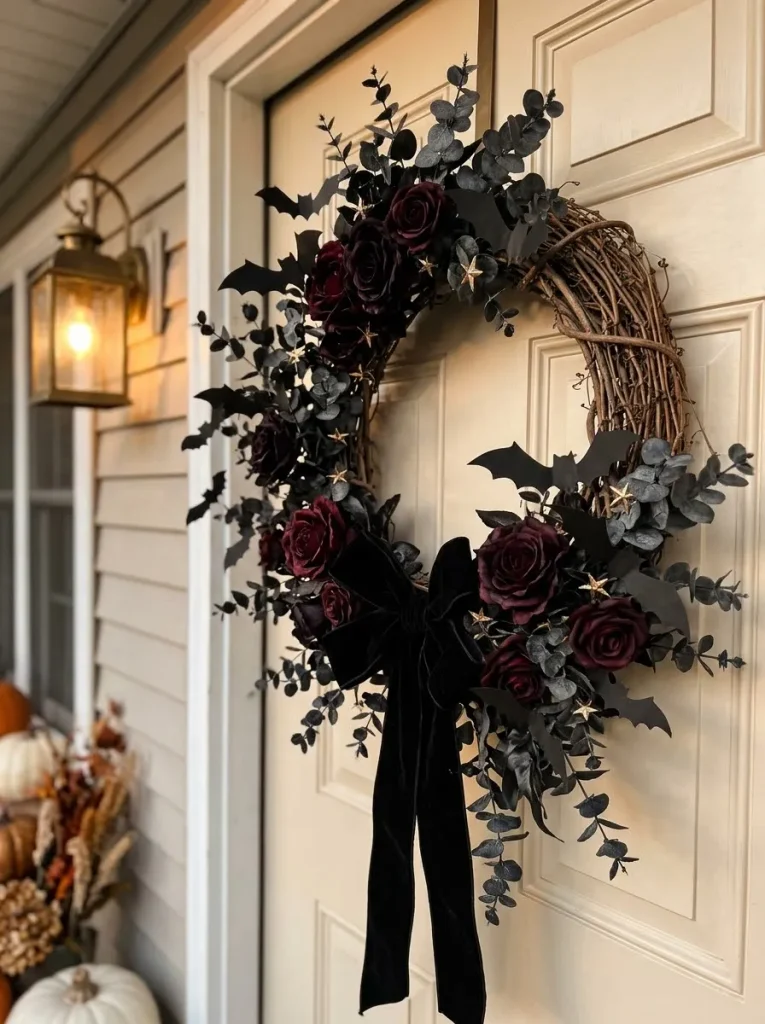 6. Creating a Spooky Black Bat Wreath