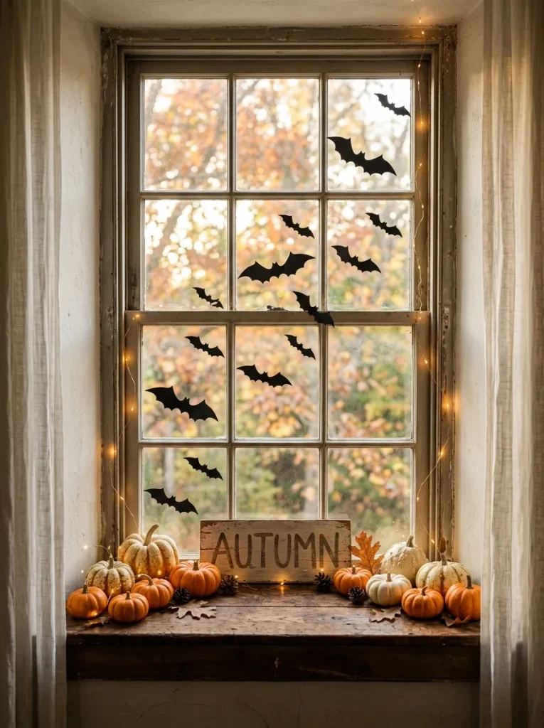 6. Rustic Halloween Window Display