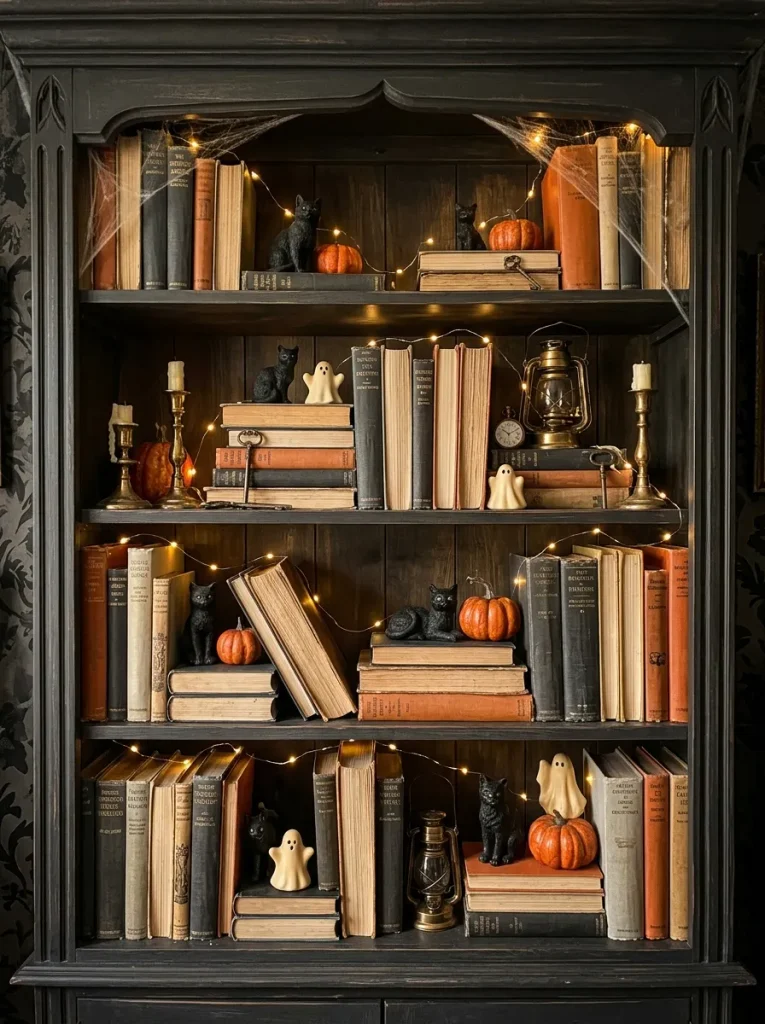6. Spooky Bookshelf Display