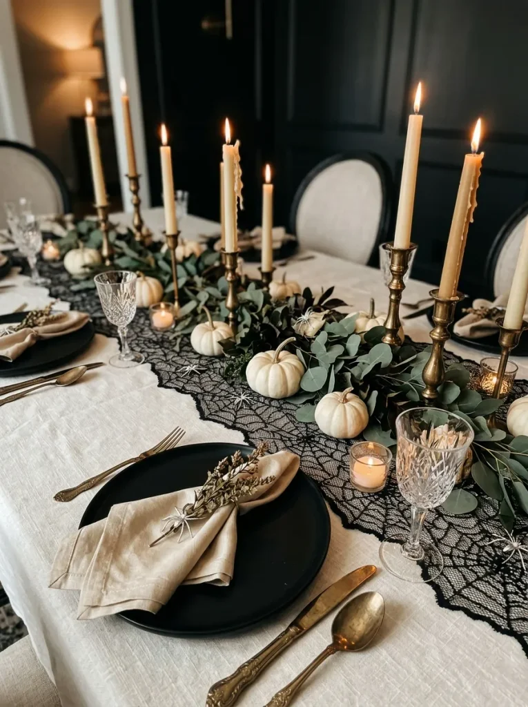 7. Elegant Spiderweb Table Runner