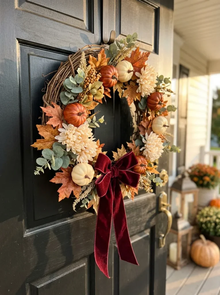 7. Making a Charming Pumpkin Halloween Wreath