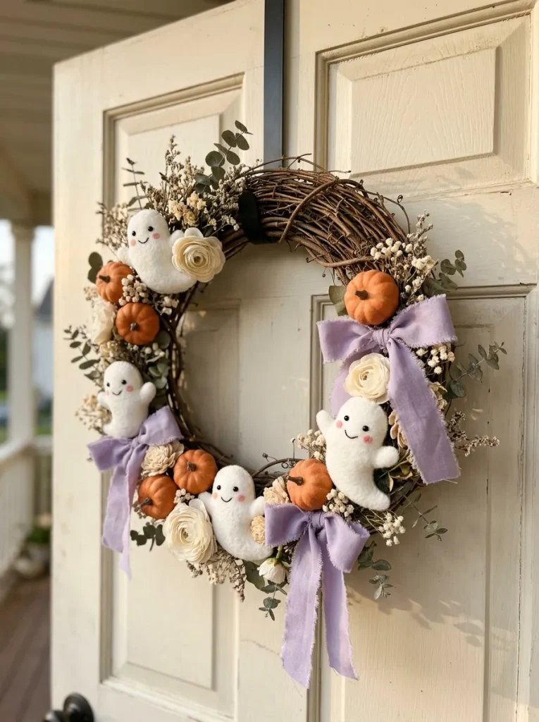 7. Making a Cute Ghost Halloween Wreath