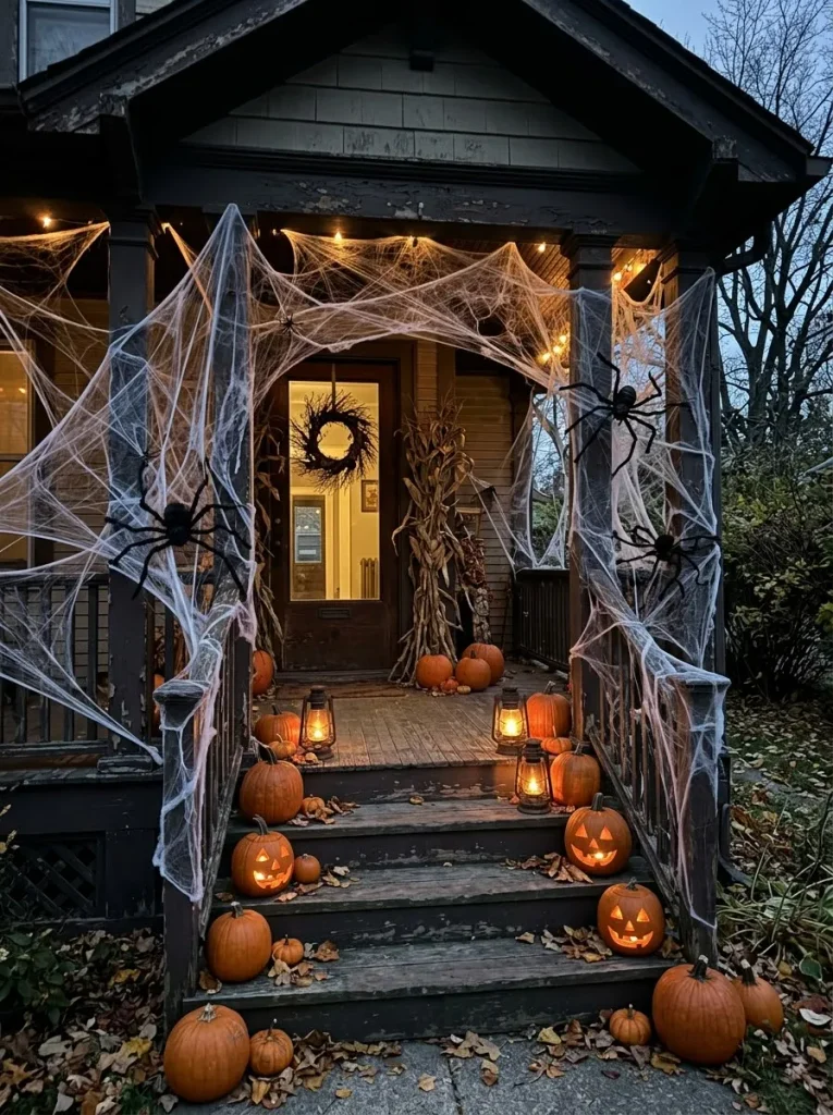 7. Spooky Spiderweb Porch