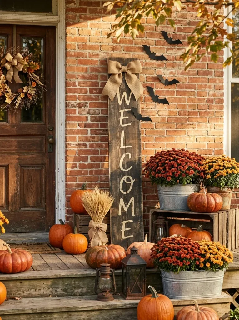 8. Decorating Rustic Halloween Porch Signs