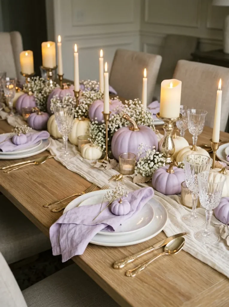 8. Lavender Pumpkin Candle Display