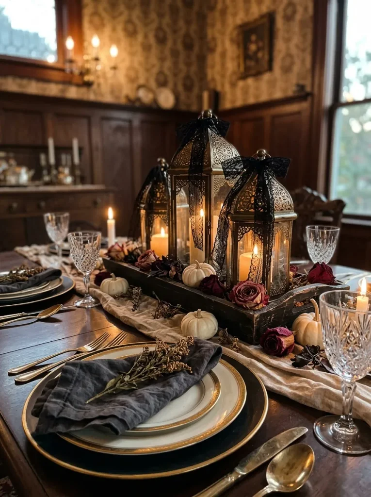 8. Vintage Black Lace Lanterns