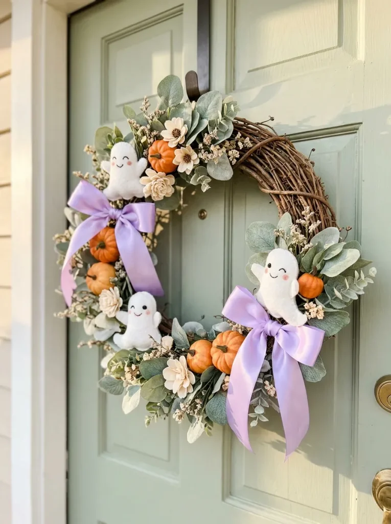 9. Crafting a Playful Ghost Halloween Wreath