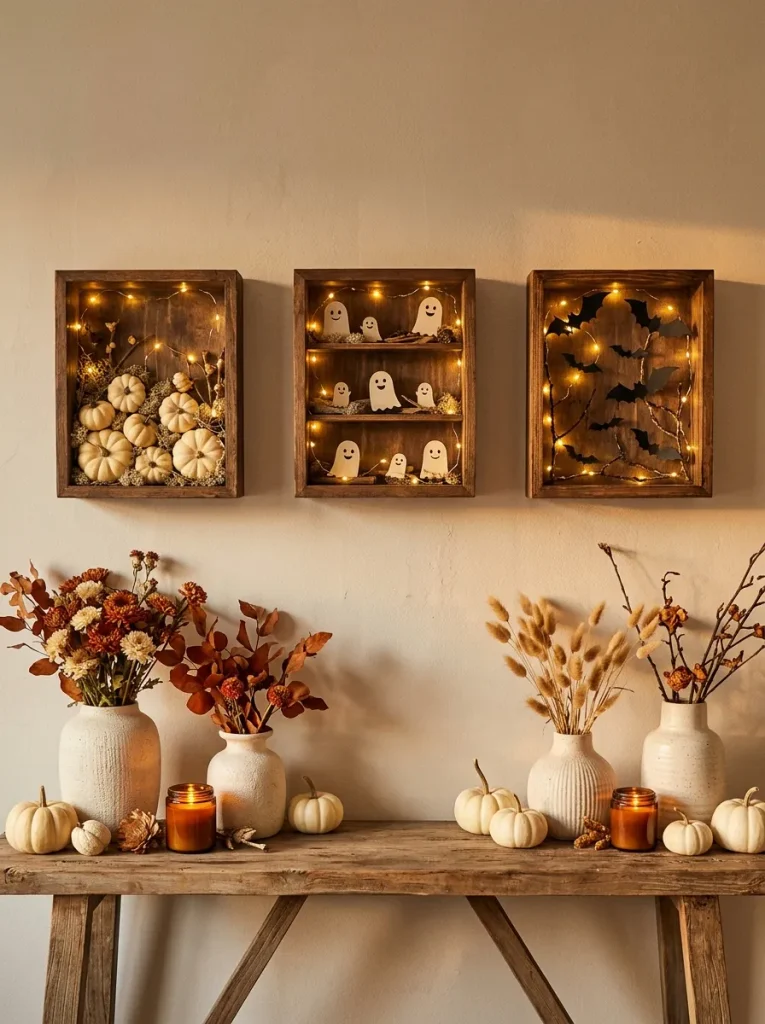 9. Glowing Pumpkin Shadow Boxes