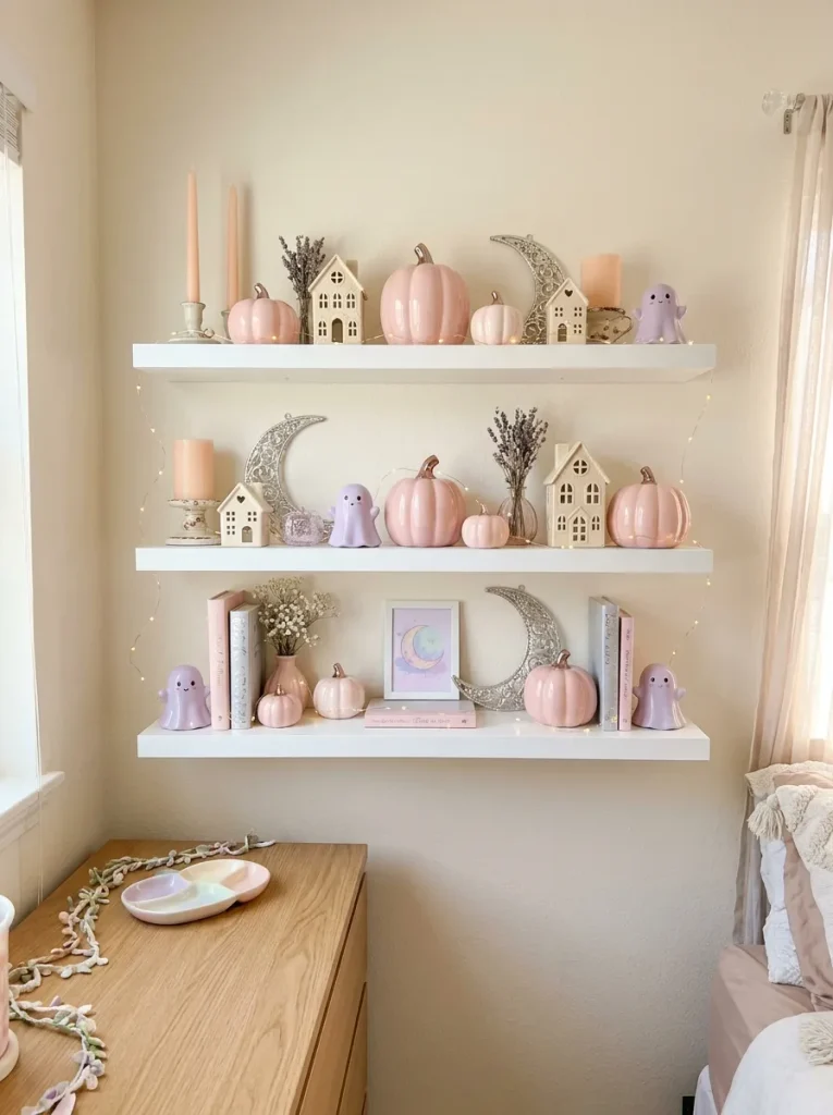 9. Pastel Halloween Shelf Styling