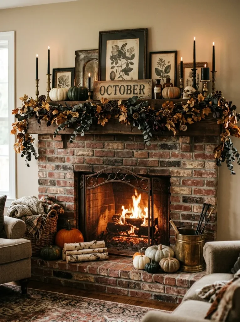 Halloween Fireplace Mantel
